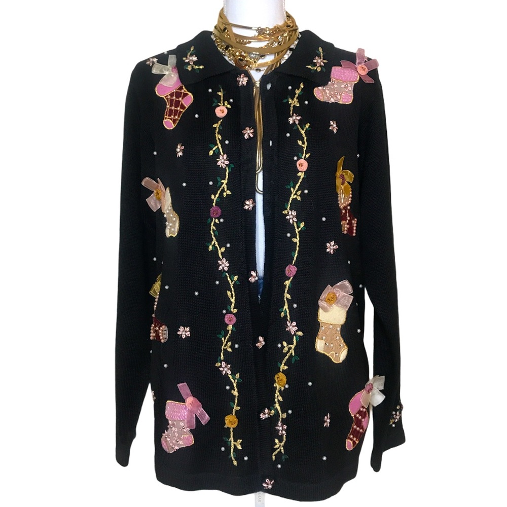 Christmas Sweater cardigan Vintage Victoria Jones